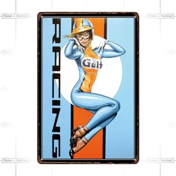 

Retro tin paintings Metal Tin Sign Gulf Racing Bar Pub Home Vintage Retro Poster Cafe ART