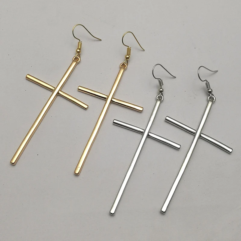 Этнические большие серьги капли с крестиком для женщин модные висячие золотого и