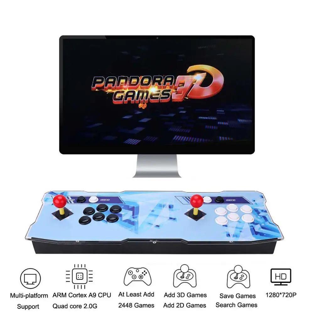 Diamond 3D Pandora Games аркадная консоль, 2448 игр, добавить больше игр, поиск/сохранение/скрытие/удаление игр, 1280x720 P, мультиплееры онлайн - Цвет: Diamond