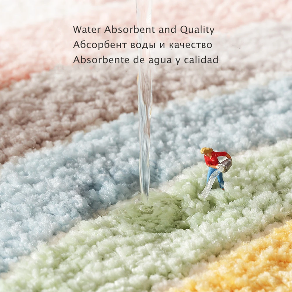 all season soft non slip bathroom carpet rainbow print doorway water absorbent bath mat home decor floor rug shower room mats free global shipping