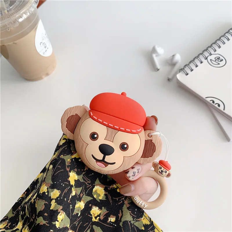 Для AirPod 2 Чехол 3D Шляпа Кролик Медведь обезьяна мультфильм мягкий силиконовый