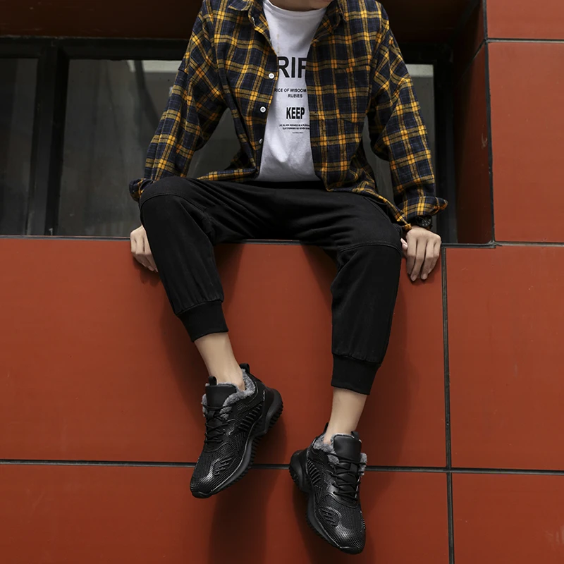 Зимние Для мужчин повседневная обувь кроссовки для ходьбы теплая Tenis Zapatos Большие