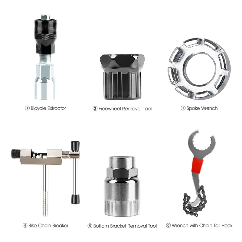 

Bicycle Tools Kits Crank Puller/ Chain Splitter Cutter Breaker/ Flywheel Remover/ Spoke Wrench/ Bike Repair Accessories for MTB