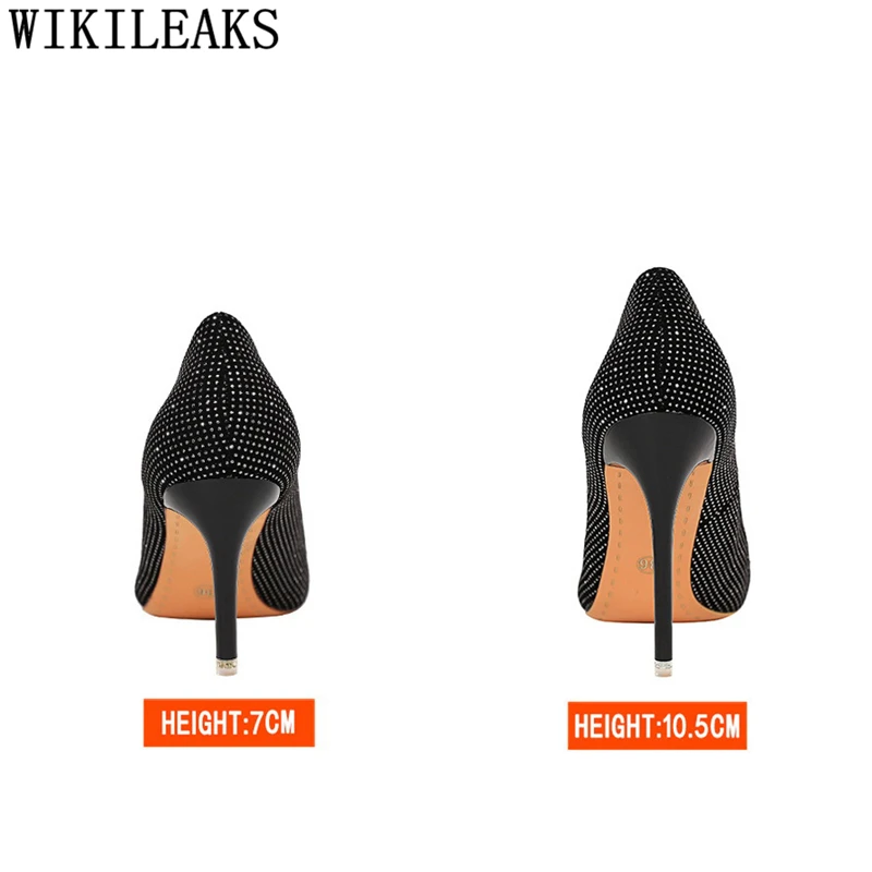 На каблуке шпильке Туфли лодочки на высоком Женская обувь модные 2021 Стразы