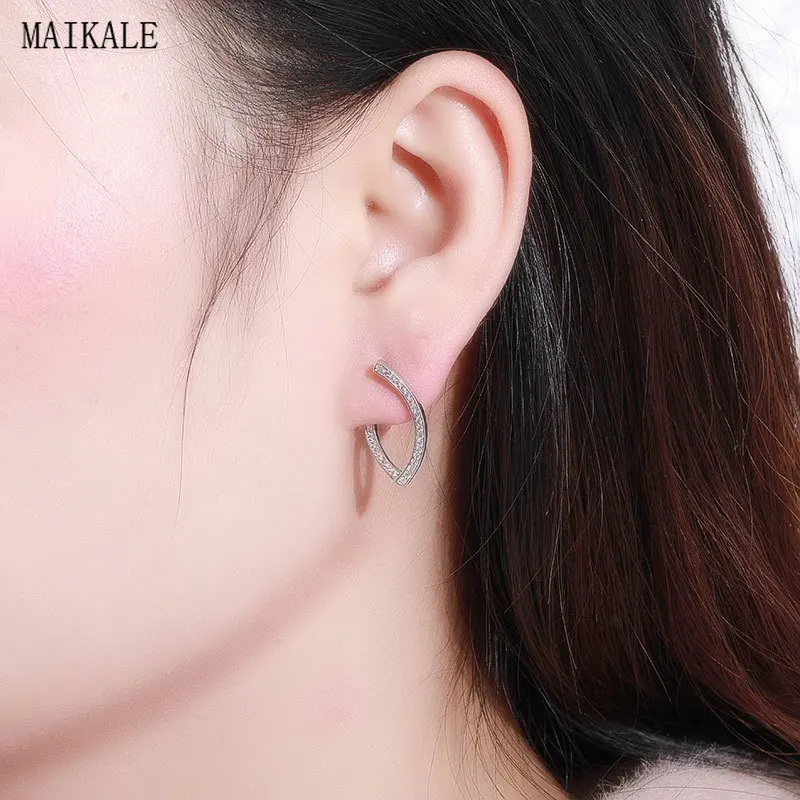 Женские серьги-гвоздики MAIKALE серьги овальной формы из сплава с фианитами