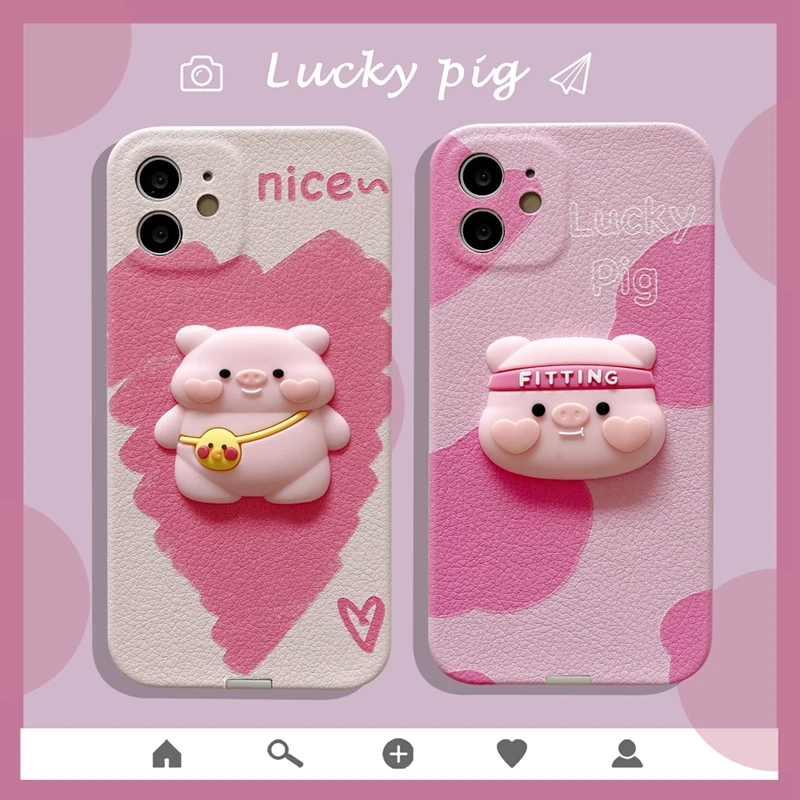 

Cute Pig Cartoon 3D Case for IPhone 11 12 Pro Mini XS Max X XR 7 8 Plus SE 2020 Soft Silicone Lens Protection Phone Cases