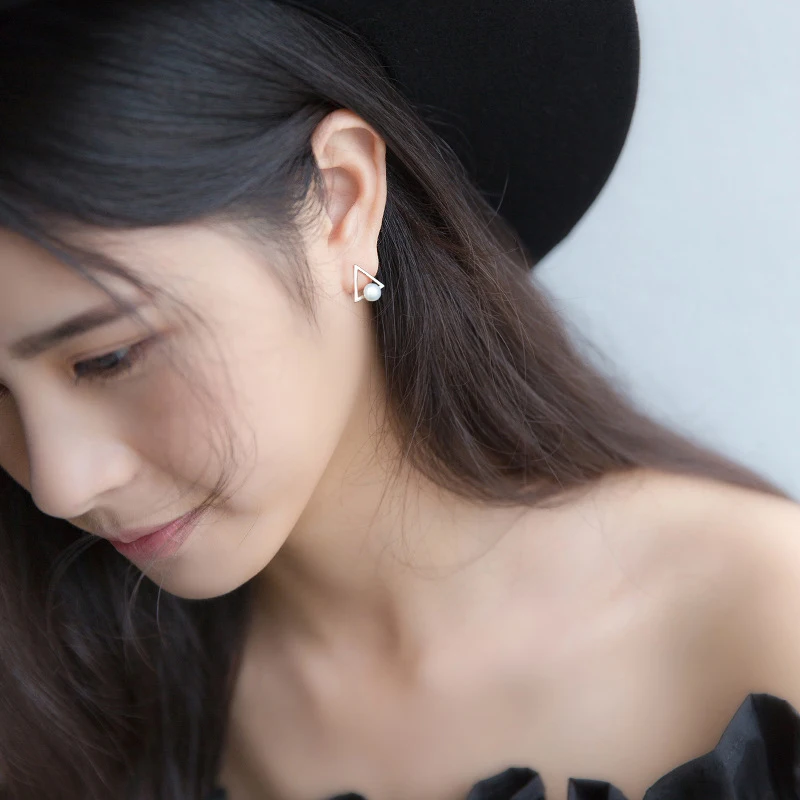 Modian Новое поступление 925 Стерлинговое Серебро треугольники серьги гвоздики из