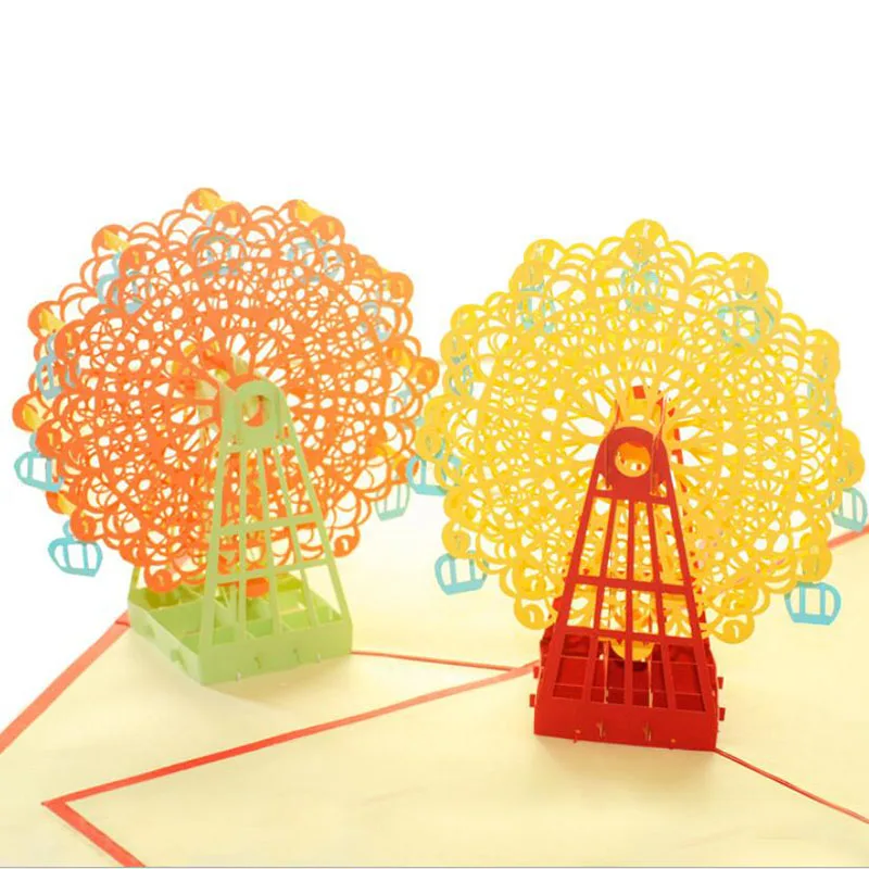 

3pcs/set or 10pcs/set Rmantic Ferris Wheel Card Greeting Postcard Creative 3D Christmas Birthday Valentine Invitation Gift
