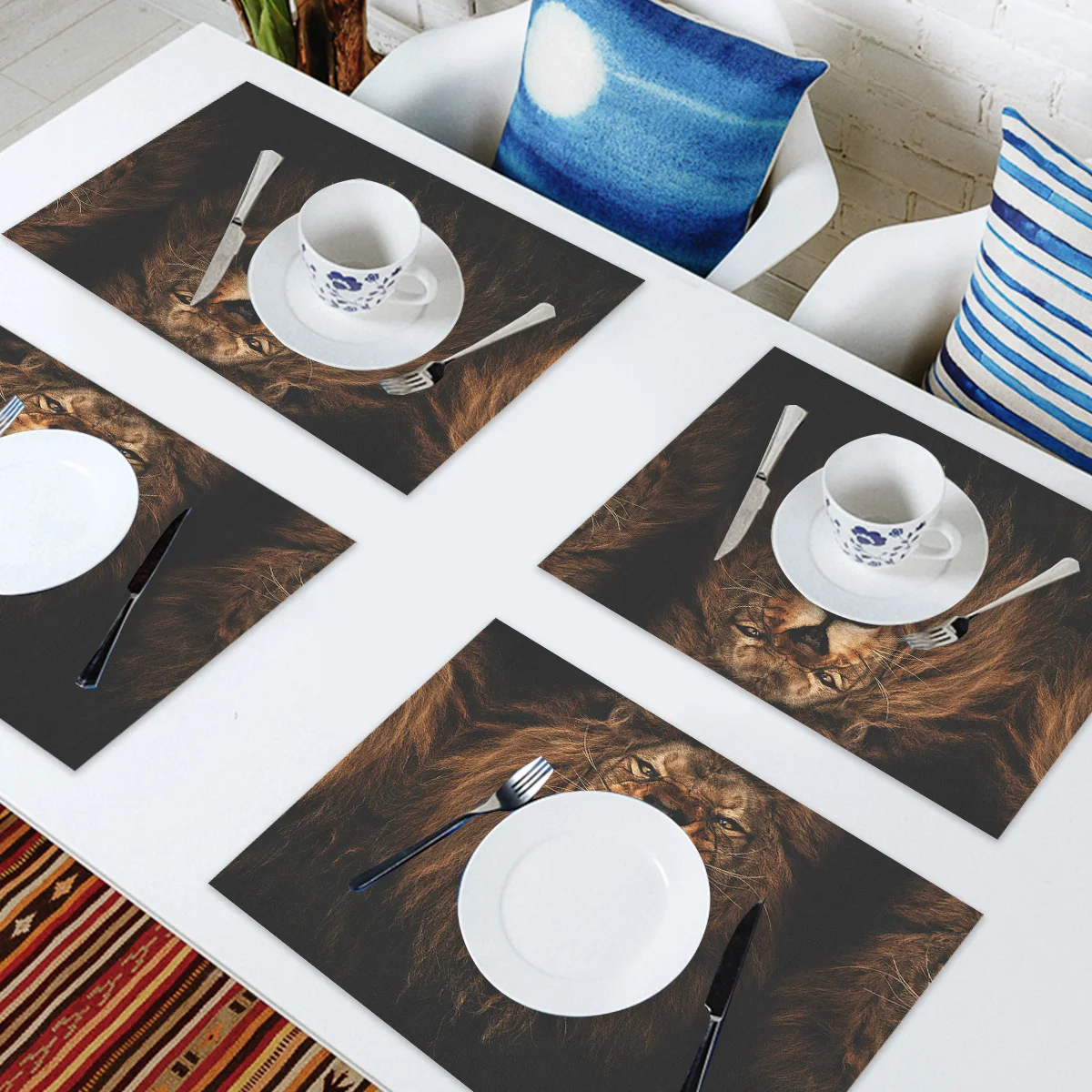4 6 штук в партии комплект Коврики на стол дикий Животные с принтом виде льва из