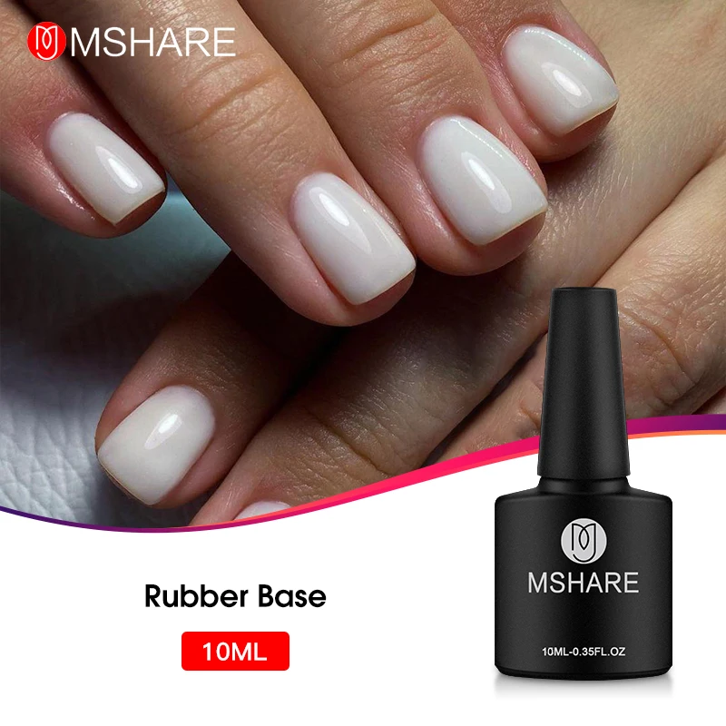 

MSHARE White Rubber Base Nail Gel Polish Varnish Lacquer White Nail Polish No Need Base Coat Black Bottle