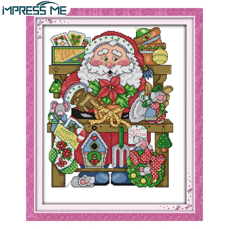 

Набор для вышивки крестиком IMPRESS ME Happy Christmas, набор для рукоделия DIY, Набор для вышивки крестиком для домашнего декора