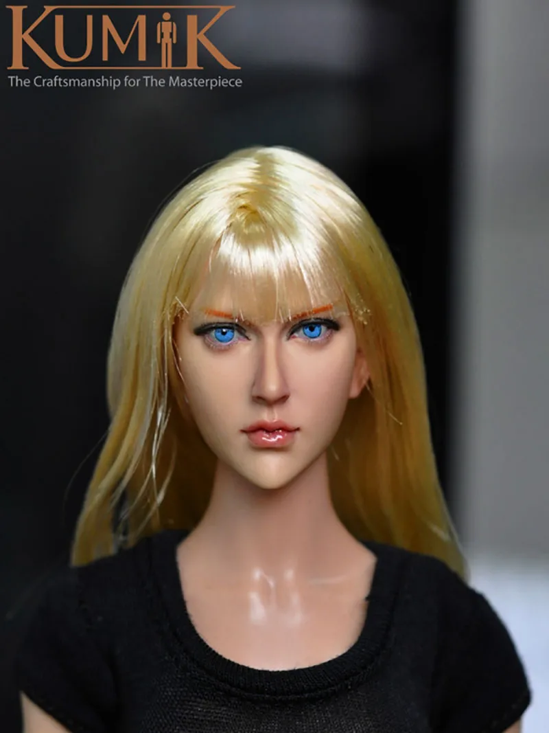 

KUMIK 1/6 Scale KM13-90 Blonde Long Hair Female Soldier Head Sculpture Model Fit 12" Action Figure Body In Stock