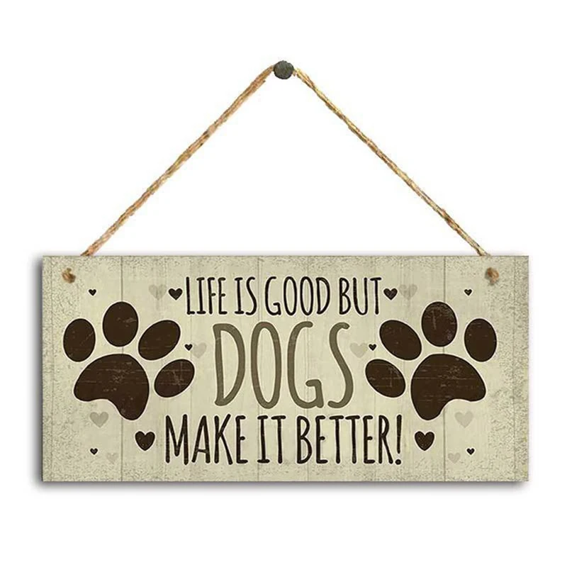 

1PC Dogs Hanging Plaques Bedroom Funny Gamer Gaming Plaques For Pet Sign Home Wooden Decoration
