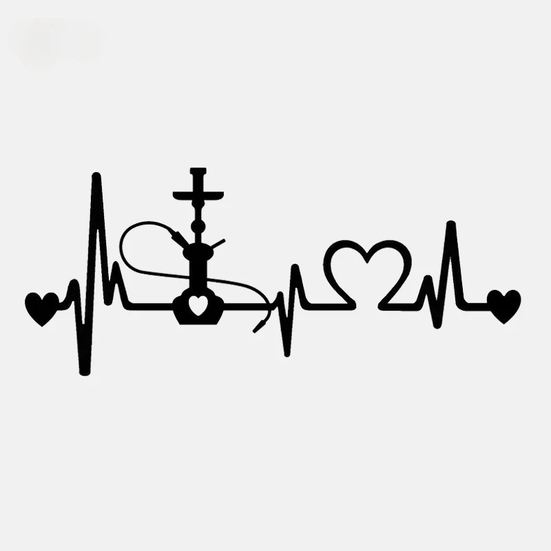 

Hookah Heartbeat Lifeline Decal Vinyl Black/Silver Car Sticker KK14*6cm