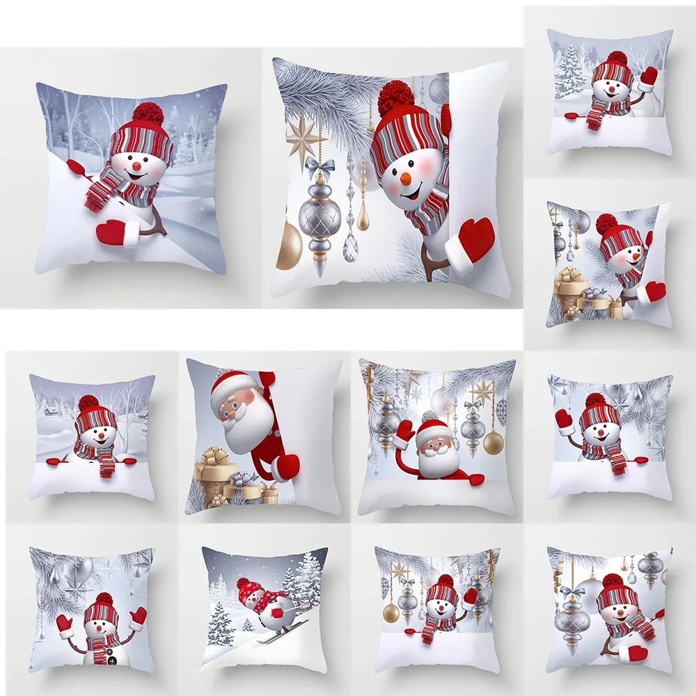 

1Pc Merry Christmas Cushion Covers Snowman Pillow Case Sofa Throw Xmas Navidad Home Decoration For Christmas New Year Decro