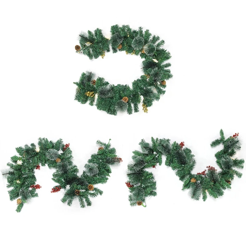 

K5DC Artificial Christmas Garland LED Lights Living Room Staircase Window Xmas Tree Bedroom Office Holiday Party Decorations