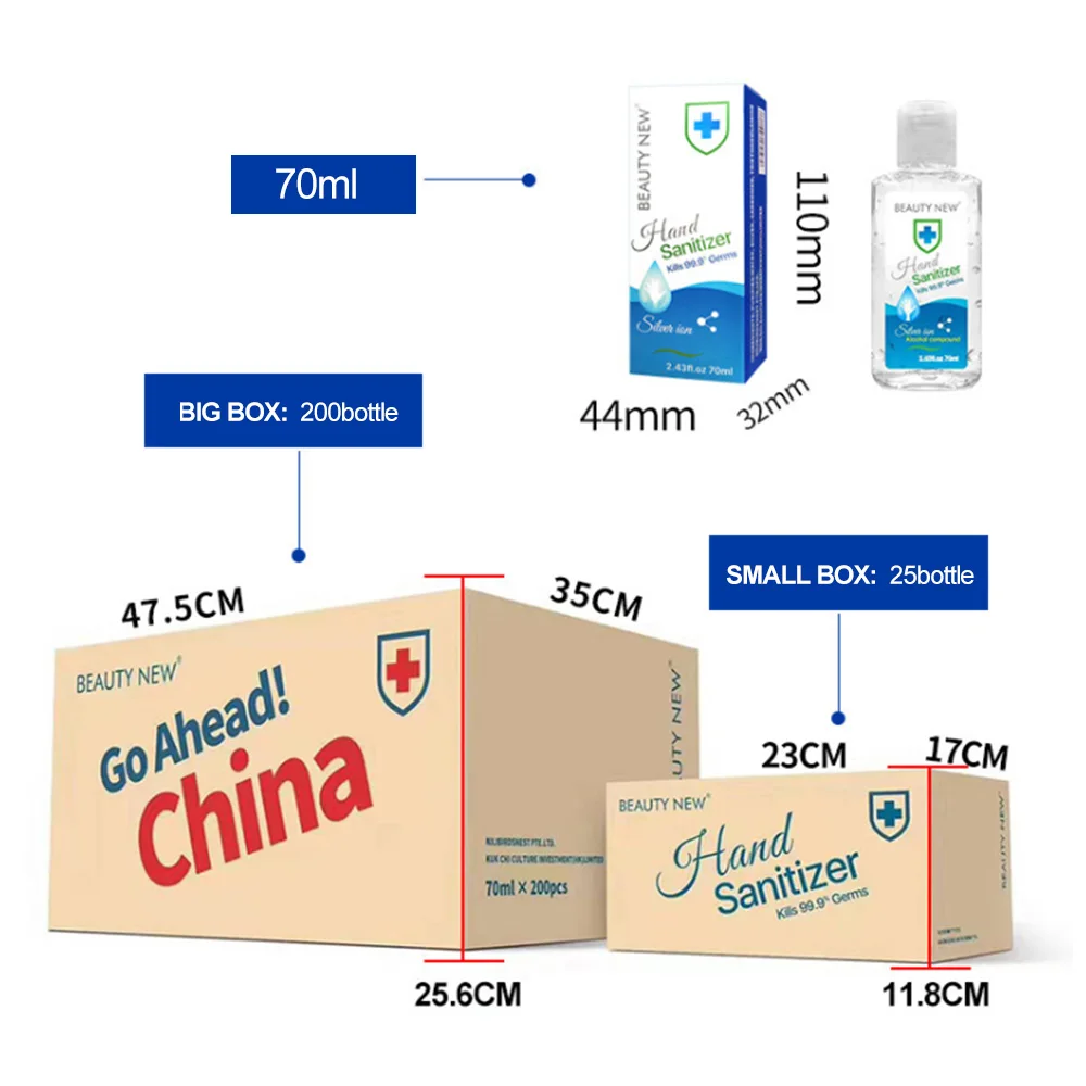 In Stock!70ml Hand Sanitizer Effective Disinfection Portable Cleaner Soaps Disposable Rinse alcool gel |