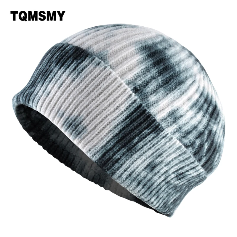 Повседневная теплая зимняя шапка для женщин вязаная шерстяная шапочка цветная