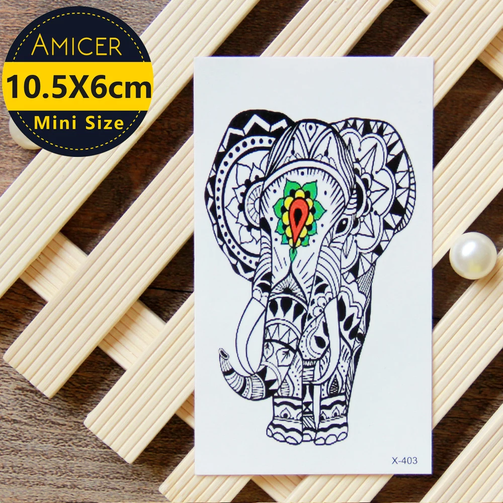 Waterproof Temporary Tattoo Sticker 10.5*6 cm tattoo Elephants India Water Transfer Fake Flash tattoos for men girl | Красота и