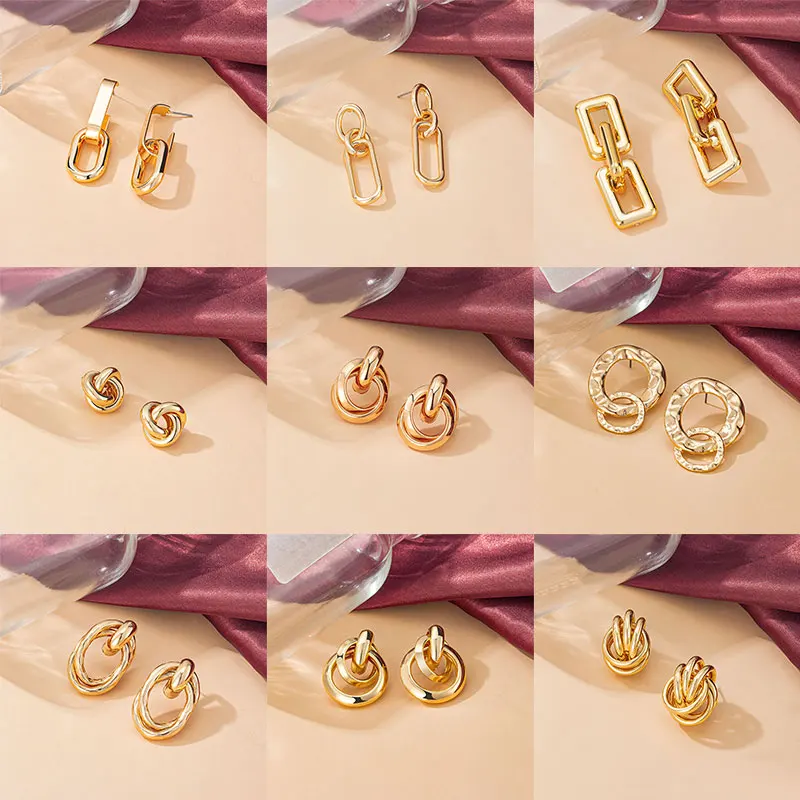 

Fashion Vintage Alloy Big Drop Earrings Statement Women's Exaggerated Geometric Metal Dangle Earrings Charm Women Trendy Jewelry