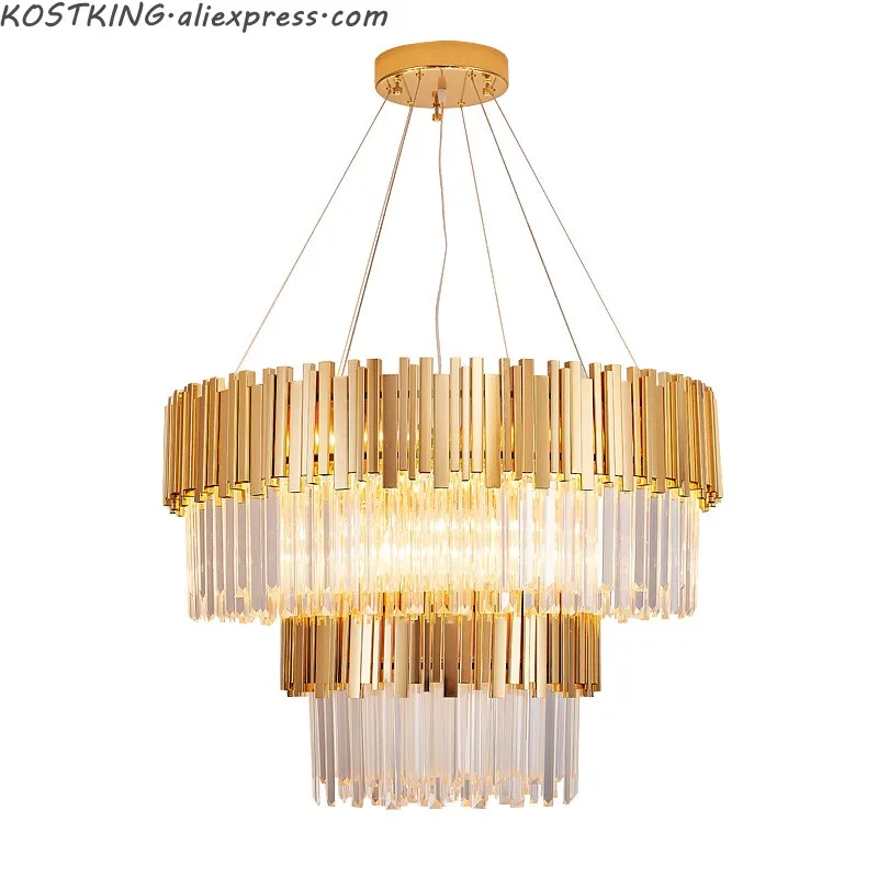 

Modern Luxury Gold Chandeliers Hanging Crystal Chandelier Light Household Lamp KTV Hotel Restaurant Decoration lamp