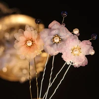 korean hairpins u shape women flower hair fork jewelry hanfu hairclip