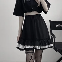 jk short skirt female student korean a shaped pleated skirt high waist trouser skirt anti tarnish lace cake skirt