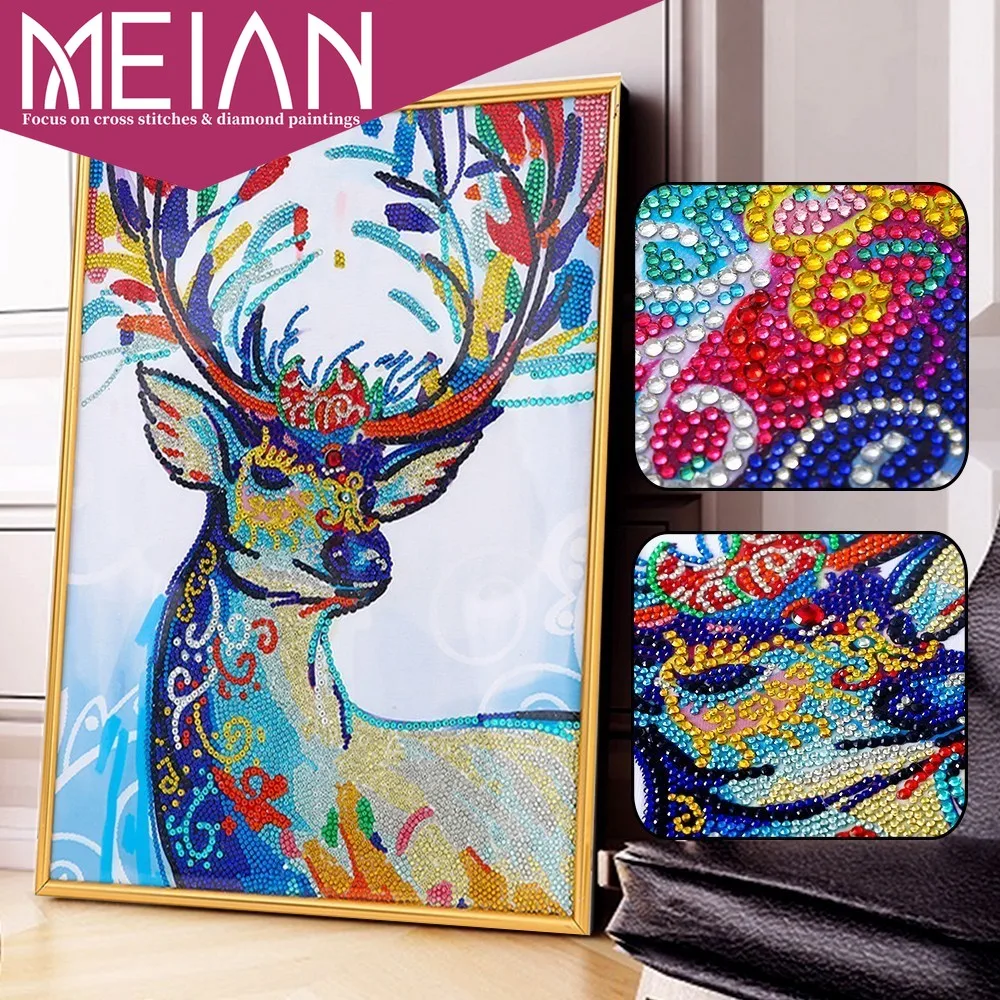 2020 MEIAN Deer 5D DIY алмазная живопись животных картина специальной формы стразы