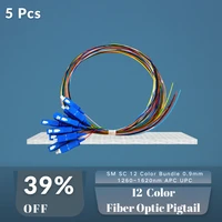 fiber optic pigtail 12 cores color bundle sc apc simplex 9125 singlemode 0 9mm lszh 1 5m upc patch cord 5pcs