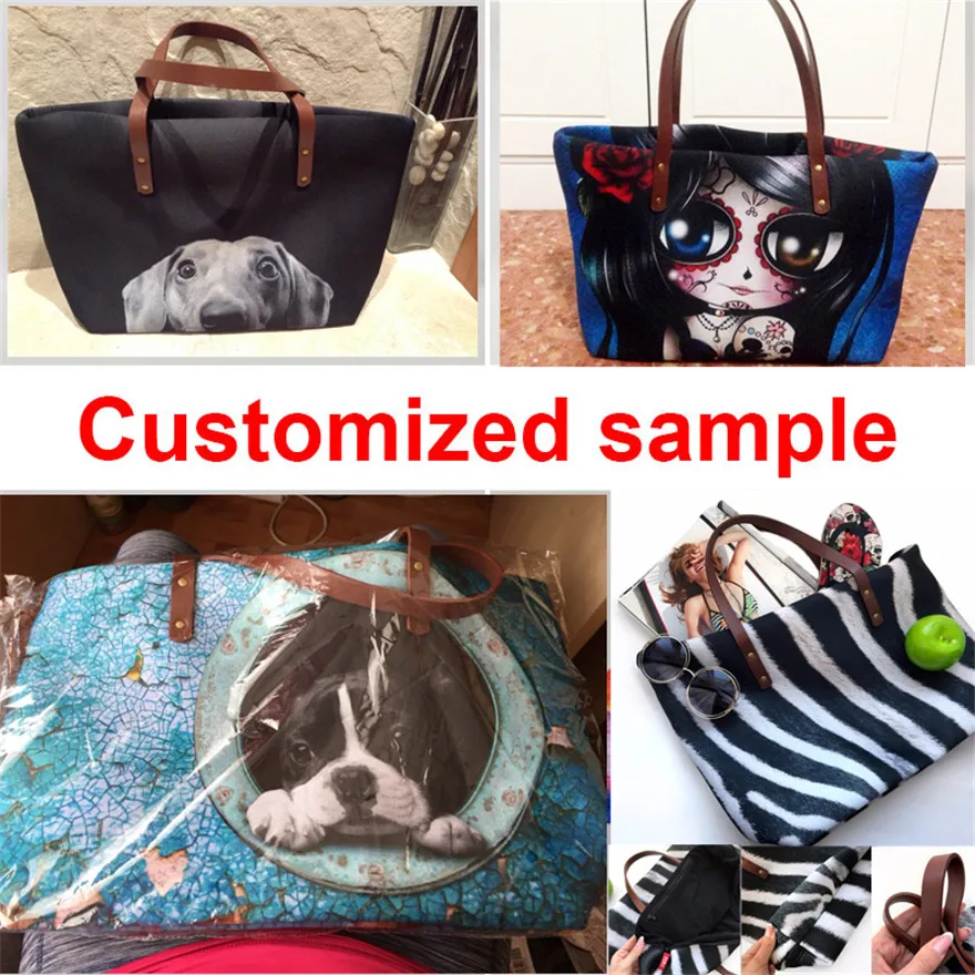

WHEREISART Black Sunflower Print Women Handbags Casual Female Ladies Top-handle Bags Neoprene Tote Bags Large Capacity