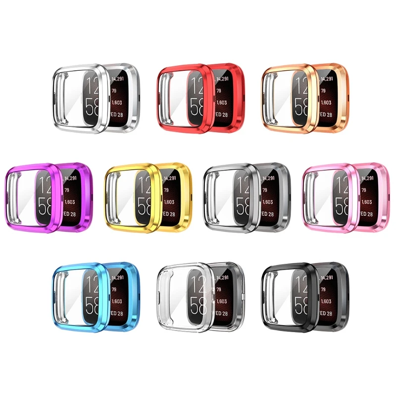 

For -Fitbit Versa2（SE） Soft TPU Plating Watch Screen Protector Case Bumper Shell D08A