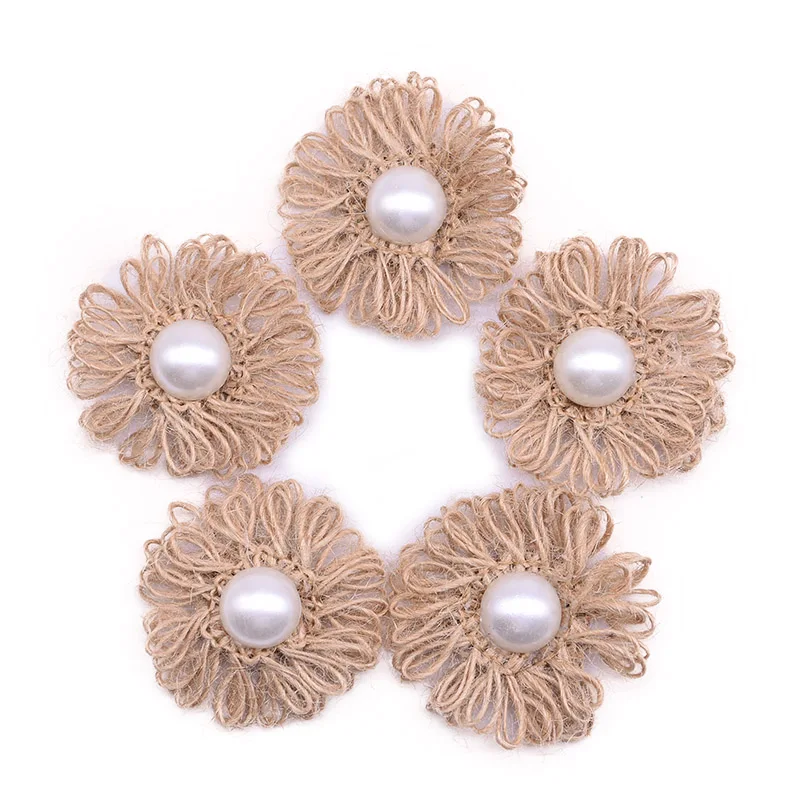 

2/3/5pcs Artificial Rose Flower Handmade Jute Hessian Burlap Flowers for Wedding Wreath Vintage Decor Garment Sewing Accessories