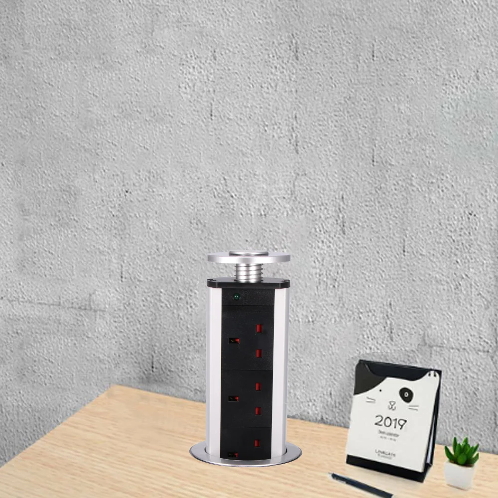 Алюминий 3 Великобритания моторизованный всплывающий розетка 2500 Вт розетки