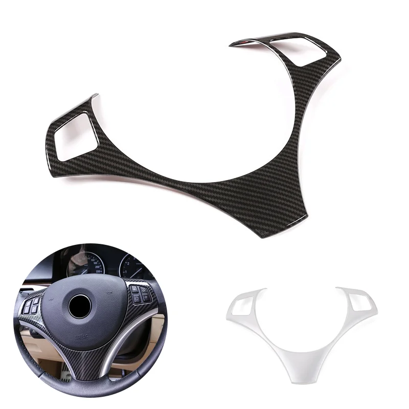 

For BMW 3 Series E90 2005 - 2009 2010 2011 2012 Car Steering Wheel Panel Switch Button Carbon Fiber Texture Cover Decor