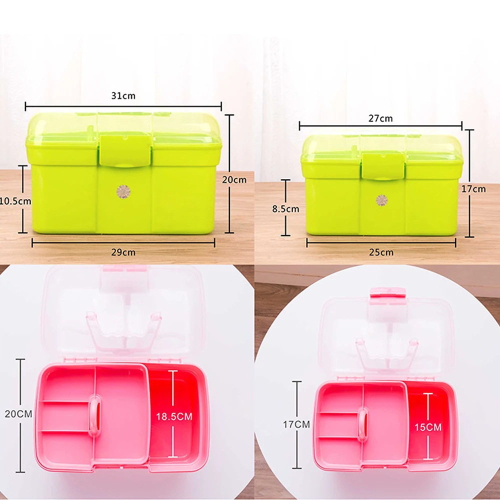 

Three Storeys Storage Box Portable Desktop Cosmetics Organizer Multifunctional Plastic Handicrafts Tool Holder Case Luggage Box