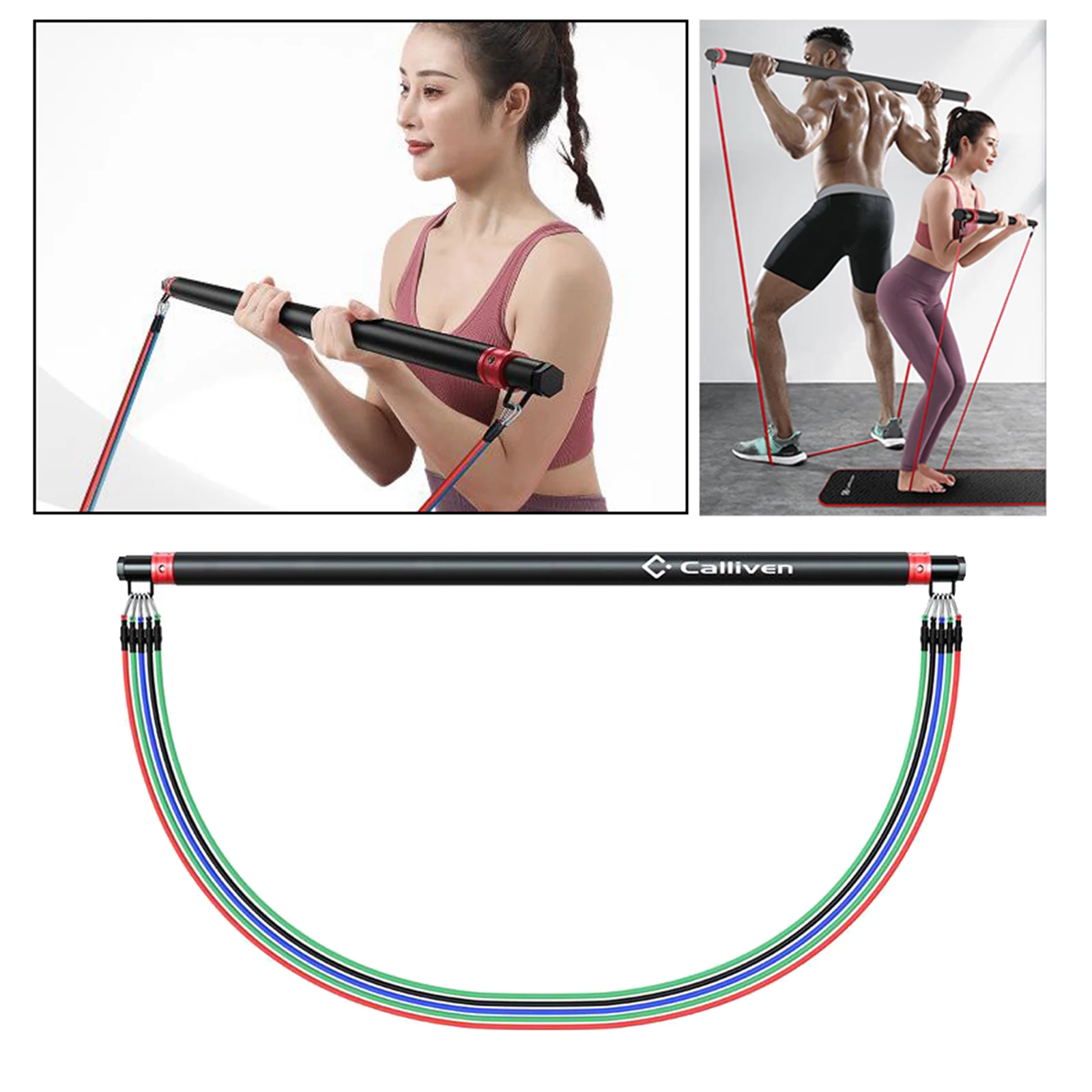 Portable Pilates Bar Stick Adjustable Exercise Resistance Band for Yoga Gym | Спорт и развлечения