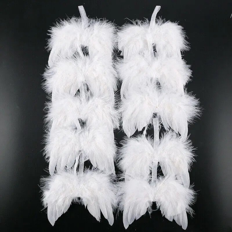 New 10Pcs Guardian Angel White Feather Wing Christmas Tree Hanging Ornament Decor Party Wedding | Дом и сад