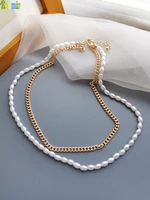 kshmir pearl necklace feminine simple chain collarbone chain fashion double golden trend metal choker jewelry gift 2021