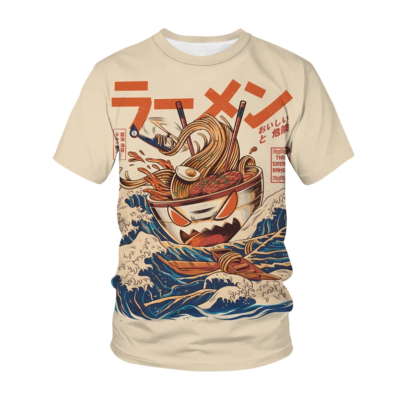 

Food Monster T-shirt Men's Women's Streetwear Sushi 3D Printing Dragon Oversized Fashion Harajuku Kaiju Top