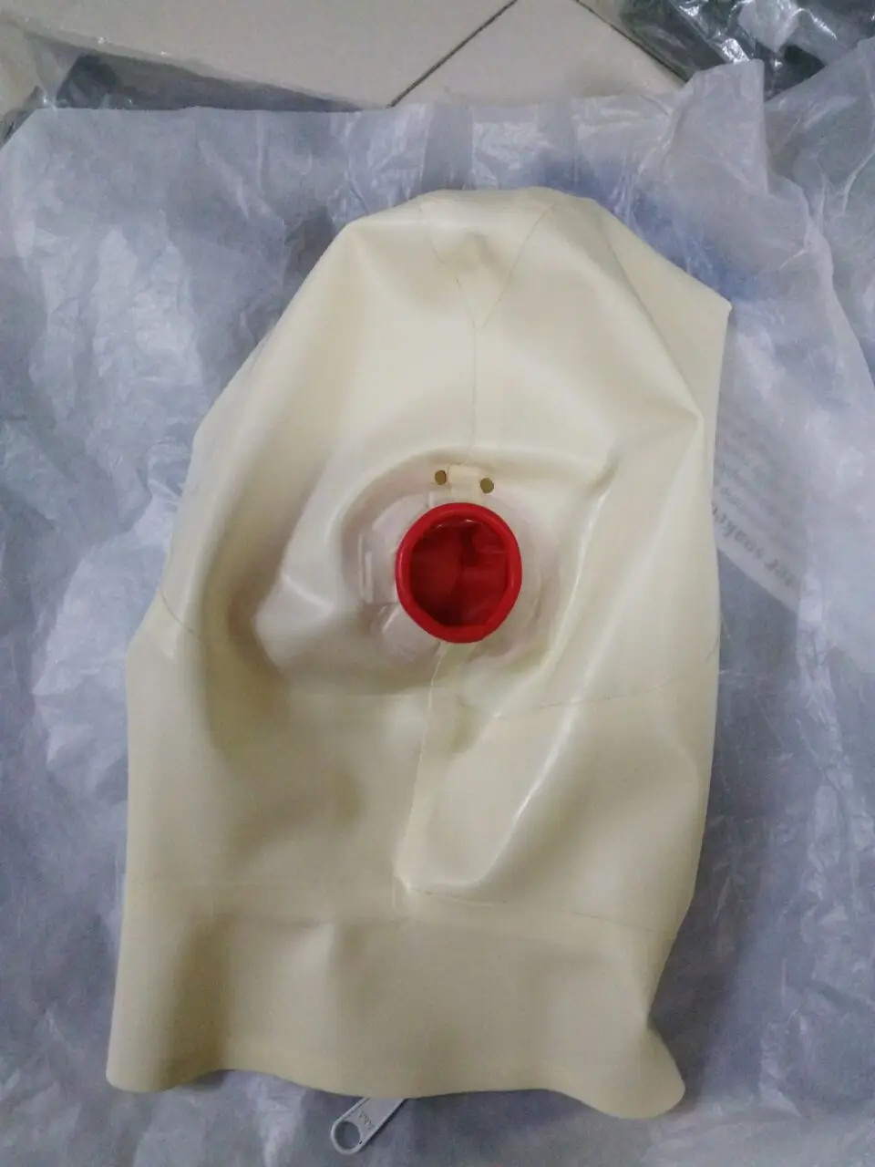 Латексные костюмы маски капюшоны Вт черная молния рот материал оболочка