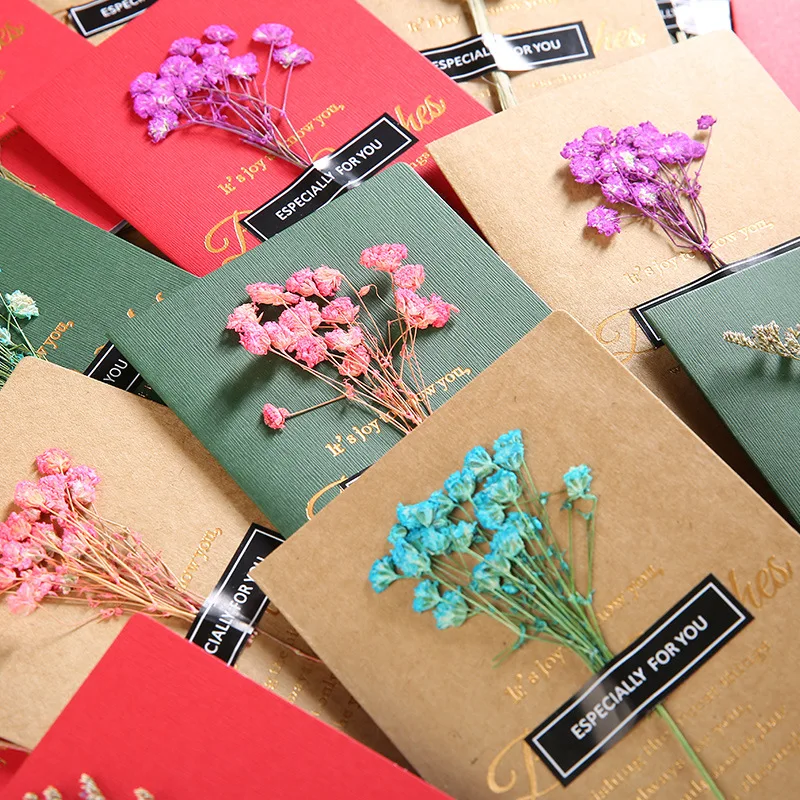 Gypsophila цветы карты складные пустые бумажные поздравительные открытки на день рождения спасибо фестиваль детский подарок Скрапбукинг аксессуары
