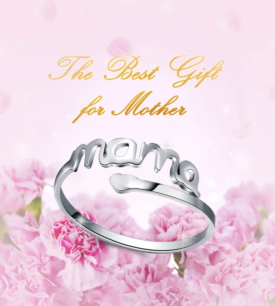 SKQIR серебряное Регулируемое Кольцо Love MAMA 4 цвета 316L кольца из нержавеющей стали женские ювелирные изделия подарок на день рождения матери