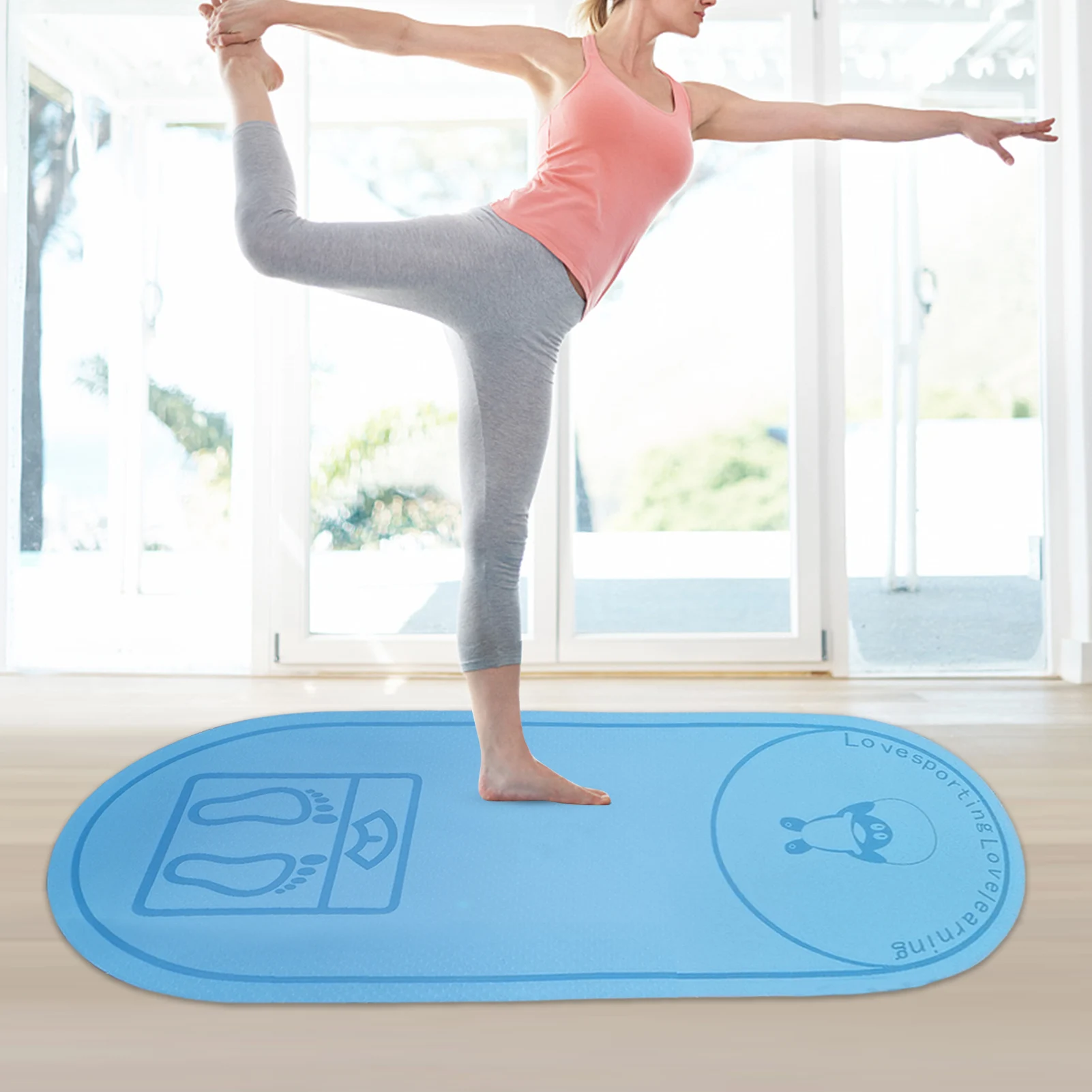 Нескользящий Коврик для йоги из ТПЭ напольный шнурок скакалки амортизирующий