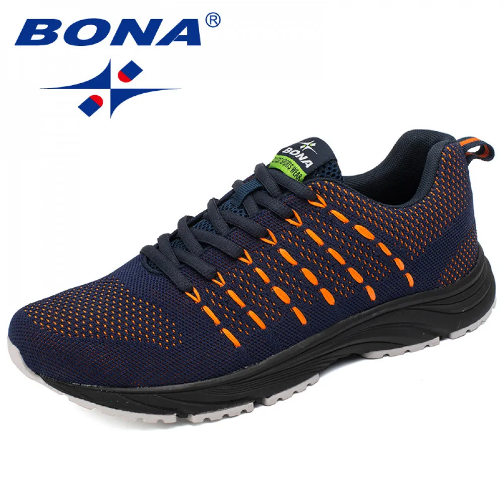  Кроссовки BONA мужские сетчатые, спортивная обувь для бега и ходьбы, на шнуровке, популярный стиль 
