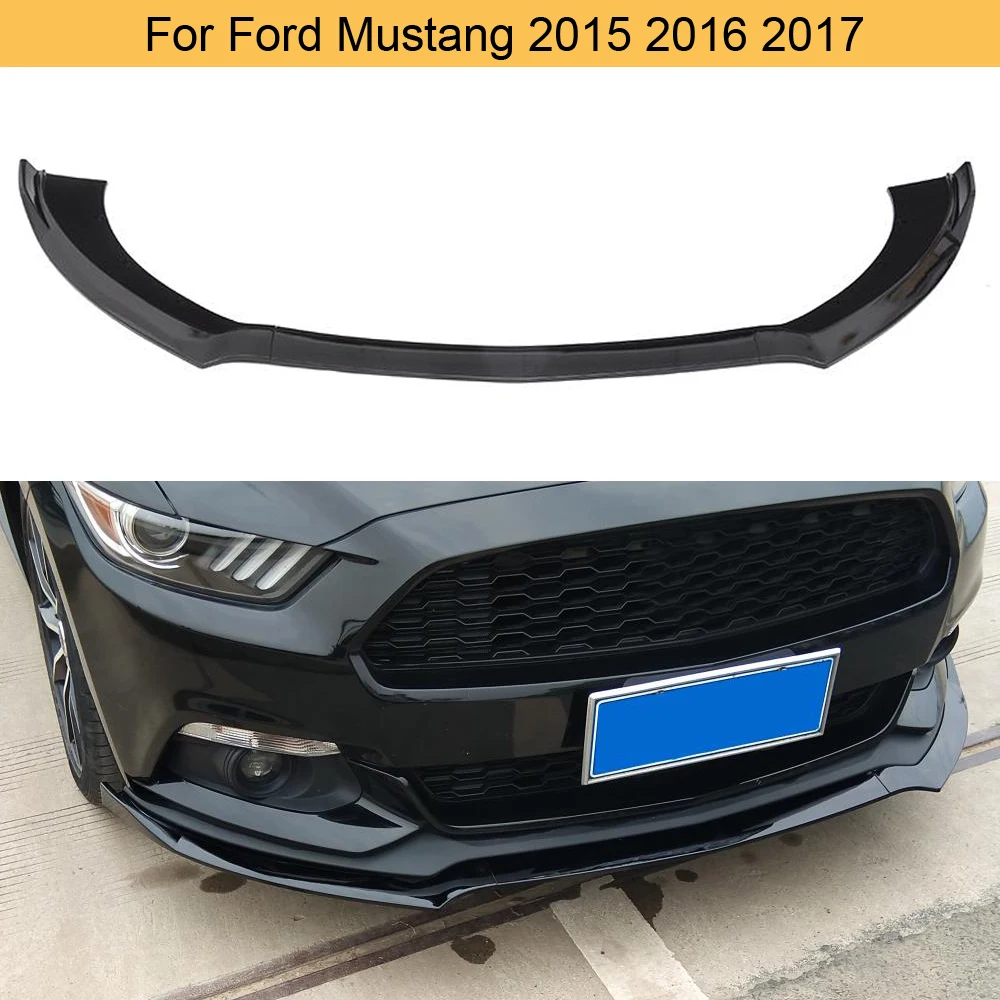 Глянцевый черный спойлер для переднего бампера разветвители Ford Mustang 2015 2016 2017