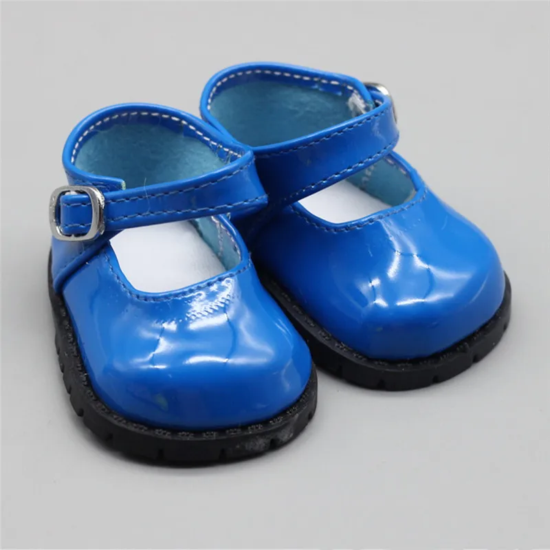 Синий Аксессуары для куклы розовый белого и синего цвета, кожаные туфли с круглой головкой и насечкой по всей длине и пряжкой для 18 дюймов американские куклы игрушка обувь 43 см для ухода за ребенком для мам куклы - Цвет: Синий