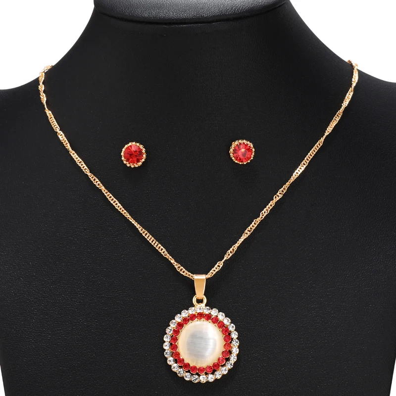 

Gold Silver Color Rhinestone Long Pendant Necklace Earrings Set Elegant Bridal Wedding Jewelry Sets For Women Accessories