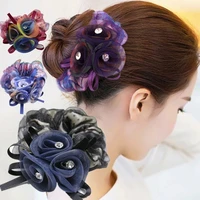 korean version of silk gauze fabric headband diamond studded fashion rose hairband ladys hairband headdress daily collocation