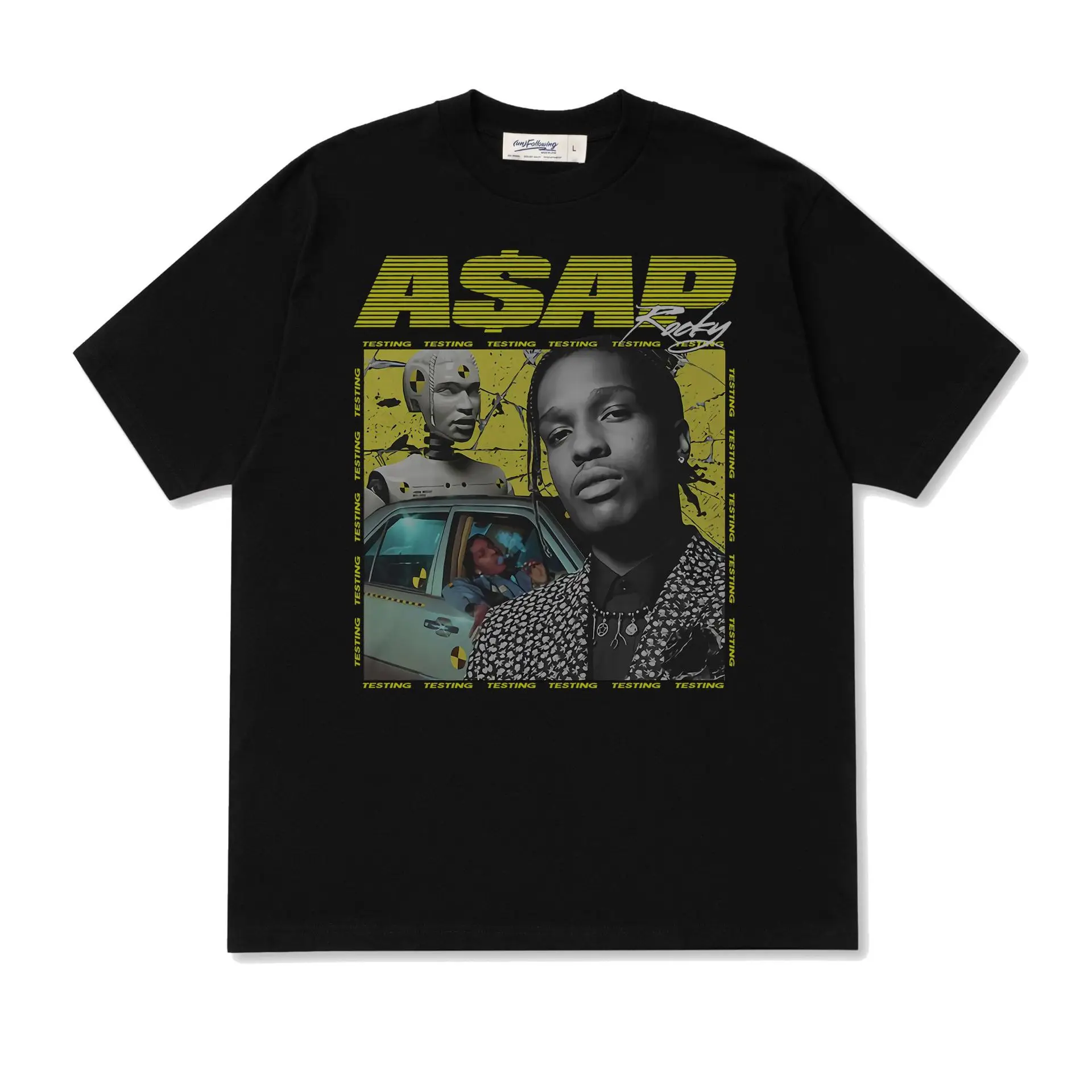 

Rap hip hop new T-shirt Summer Black portrait cotton short sleeve loose round neck high street print trendy tee