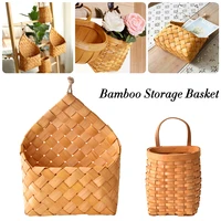 bamboo woven storage baskets garden flower vase hanging basket rattan planter potted organizer home laundry basket with handle